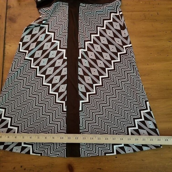 Tory Burch Brown Chevron Midi  Sleeveless 100% Silk Dress Sz Small - Picture 7 of 14